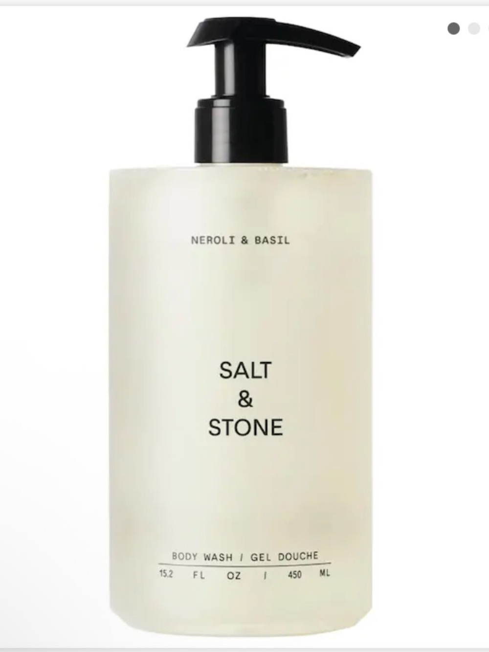 Salt & Stone Neroli & Basil Body Wash - Cream Bottle with Black Pump 15.2 Fl oz